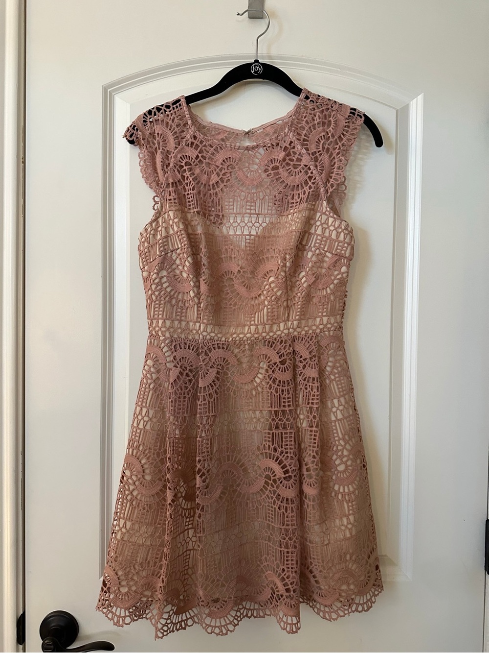 Bella Vita Dusty Rose Crochet Fit & Flare Mini Dress